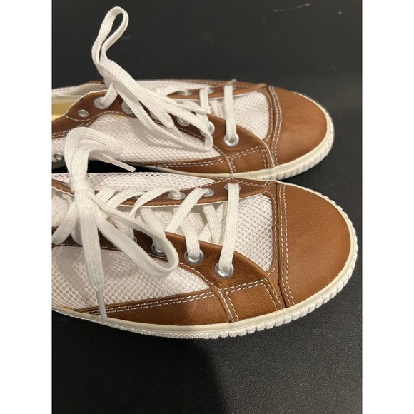 NWOB Tretorn Gullwing Mesh Cotton Net Sneaker Lace Up Brown White Womens Size 10 - Picture 4 of 8